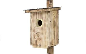ATMOWOOD Lesena ptičja hišica iz opaljenega lesa