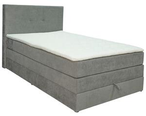 POSTELJA BOXSPRING 120 cm x 200 cm , les, tekstil, leseni material siva