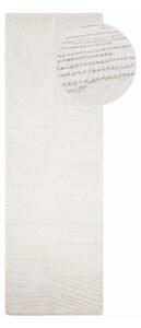 Bel ročno tkan tekač iz mešanice volne 80x230 cm Sculptured Blocks – Flair Rugs