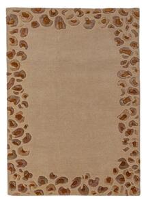 Ročno tkana preproga iz mešanice volne v naravni barvi 140x200 cm Leopard Frame – Flair Rugs