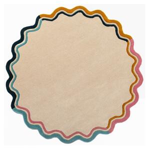 Ročno tkana volnena okrogla preproga v naravni barvi ø 180 cm Leo Scallop – Flair Rugs