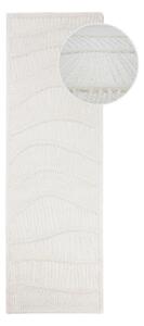 Bel ročno tkan tekač iz mešanice volne 80x230 cm Sculptured Wave – Flair Rugs