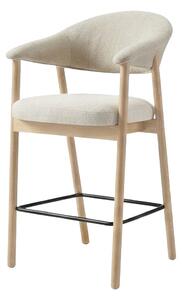 Oblazinjen barski stol z nasloni za roke v kremno beli in naravni barvi (višina sedeža 67 cm) Elk – Unique Furniture