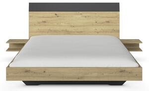 POSTELJNA GARNITURA 180 cm x 200 cm , kovina, leseni material temno siva, hrast artisan
