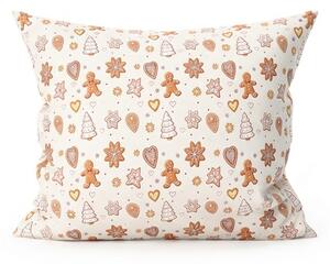Bombažna prevleka za vzglavnik GINGERBREAD JOY 45x45 cm, bež