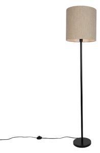 Moderne vloerlamp zwart met beige bouclé kap 40cm - Simplo