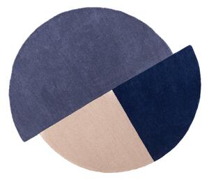 Modra ročno tkana volnena okrogla preproga ø 150 cm Mia Segment – Flair Rugs