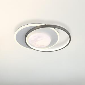 Globo LED-stropna svetilka Moon, črna/siva, kovina, 37 cm, Črna, Hodnik, Kovina