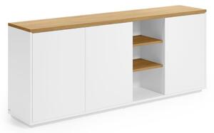 Bela komoda v hrastovem dekorju 180x75x36 cm Abilen – Kave Home