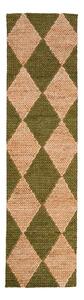 Ročno tkana preproga iz mešanice jute v zeleni in naravni barvi 60x230 cm Effie Diamond – Flair Rugs