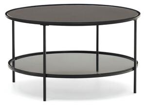 Črna okrogla mizica s stekleno mizno ploščo ø 80 cm Gilda – Kave Home