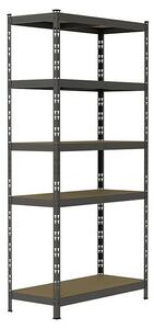 Regalux Kovinski regal (V x Š x G: 180 x 93 x 40 cm, Nosilnost na polico: 175 kg, Število polic: 5 kos, Siva, Priklop)