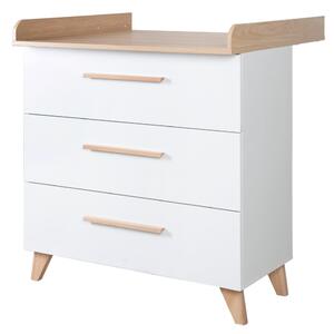 Bela otroška komoda v hrastovem dekorju s previjalnim pultom 88,5x99x76 cm Léon – Roba