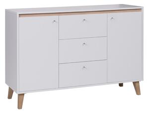 Komoda Providence D109, Svetel San Remo hrast, Mat bela, 91x135x40cm