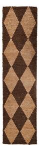 Ročno tkan tekač iz mešanice jute v rjavi in naravni barvi 80x230 cm Effie Diamond – Flair Rugs