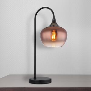 Globo Namizna svetilka Maxy, bakreno-črna, steklo, višina 54 cm, E27, Bakrena, Dnevna soba / jedilnica, Steklo