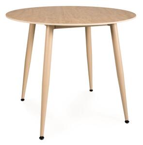 Okrogla jedilna miza NELVO 90 cm, travertin/kašmir