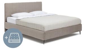 Sivorjava oblazinjena zakonska postelja z vzmetnico in letvenim dnom 180x200 cm Noira Slim – Bonami Selection