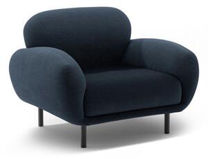 Temno moder fotelj iz tkanine bouclé Poppy – Micadoni