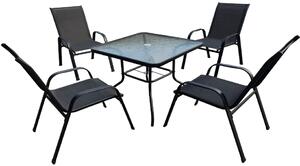 Vrtni set TAVERNO 1 + 4, miza 80x80 cm, črna