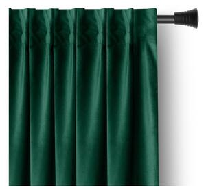 Temno zelena žametna zavesa za delno zatemnitev 140x245 cm Pleat – Restilo