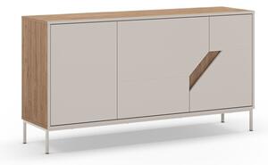 Kremno bela/naravna komoda v hrastovem dekorju 150x80x40 cm Lilou – Marckeric