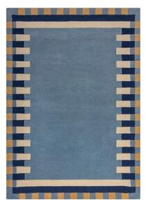 Modra ročno tkana volnena preproga 160x230 cm Kai Wool Border – Flair Rugs