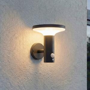 PRIOS LED-sončna stenska svetilka Kalen, 17 cm, črna, s senzorjem, Črna, Kovina, Sodobni
