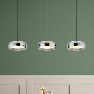 Globo LED-visoka svetilka Livion, dimno siva/črna, steklo, 85 cm, Siva, Dnevna soba / jedilnica, Steklo