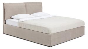 Sivorjava oblazinjena zakonska postelja s prostorom za shranjevanje z letvenim dnom 160x200 cm Thessa Pillow – Bonami Selection