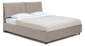 Sivorjava oblazinjena zakonska postelja s prostorom za shranjevanje z letvenim dnom 160x200 cm Myra Pillow – Bonami Selection