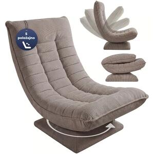 Ležalnik ABERDEEN CORD, rebrast prevleka, 87×60×105 cm, sivorjava Casaria