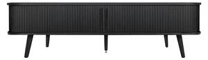 Črna TV omarica v hrastovem dekorju 178x50x40 cm Rove – Woodman