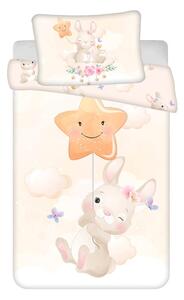 Rumena bombažna otroška posteljnina za otroško posteljico 100x135 cm Bunny "Star" – Jerry Fabrics