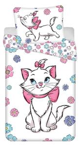 Bela enojna bombažna otroška posteljnina 140x200 cm Marie Cat "Floral" – Jerry Fabrics