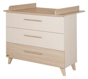 Kremno bela/naravna otroška komoda v hrastovem dekorju s previjalnim pultom 110x98x75 cm Sidney – Roba