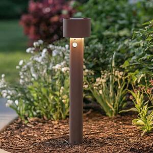 Arcchio LED-ulična svetilka Milten, 65 cm, rjava, IP65, senzor, Rjava / rjasta, Aluminij, Sodobni