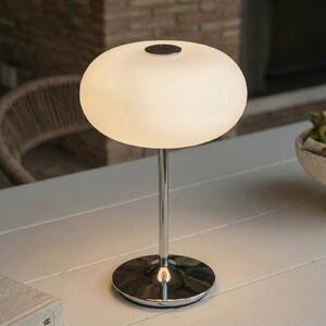 Lucande LED baterijska namizna svetilka Anoria, krom/bela, steklo IP44 USB, zatemnjen, Krom, Dnevna soba / jedilnica, Steklo, Dizajn
