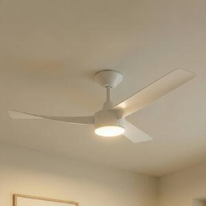 Lucande LED stropni ventilator Airona, bel, DC, tiho delovanje, z možnostjo, zatemnjen, Bela, Dnevna soba / jedilnica, Plastika, Sodobni