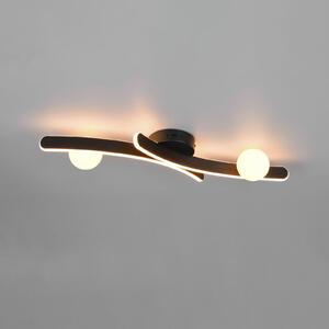 Trio Lighting LED stropna svetilka Napoli, črna mat, dolžina 70 cm, kovina, zatemnjen, Črna, Dnevna soba / jedilnica, Kovina, Sodobni