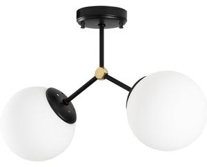 Črno-bela stropna svetilka s steklenim senčilom 15x44 cm Damar – Opviq lights