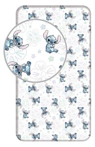 Bela napenjalna enojna bombažna otroška rjuha 90x200 cm Lilo and Stitch "Ohana White" – Jerry Fabrics