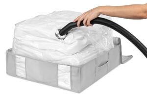 Vakuumska/ojačana tekstilna škatla za shranjevanje oblačil 56x56x16,5 cm Granit – Compactor