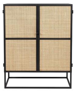 Visoka komoda iz črnega ratana 80x100 cm Guuji - White Label