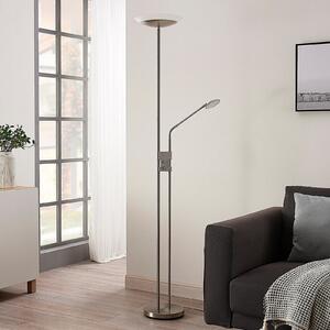 Lindby LED-stojna svetilka Jonne, okrogla, z ročajem za branje, možnostjo, zatemnjen, Kovinska, Dnevna soba / jedilnica, Kovina, Sodobni, Svetilka za branje