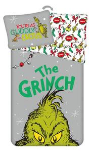 Zelena/siva enojna bombažna otroška posteljnina 200x140 cm Grinch – Jerry Fabrics