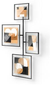 Sijajno črn kovinski/steklen stenski okvir 57x99 cm Flute – Umbra