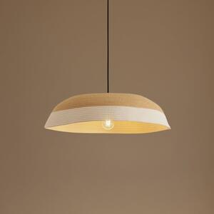 Lindby viseča svetilka Caliva, Ø 60 cm, bež/bela, konopljena vrv, Bež, Dnevna soba / jedilnica, Tkanine / tekstil, Sodobni