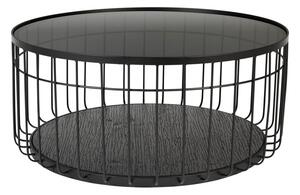 Črna okrogla mizica s stekleno mizno ploščo 80x80 cm Lance – White Label