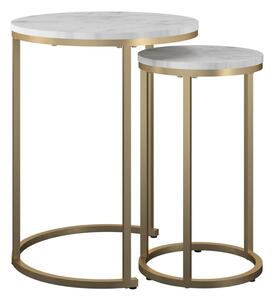 Bele/zlate okrogle mizice v marmornem dekorju v kompletu 2 ks ø 45 cm Amelia – CosmoLiving by Cosmopolitan